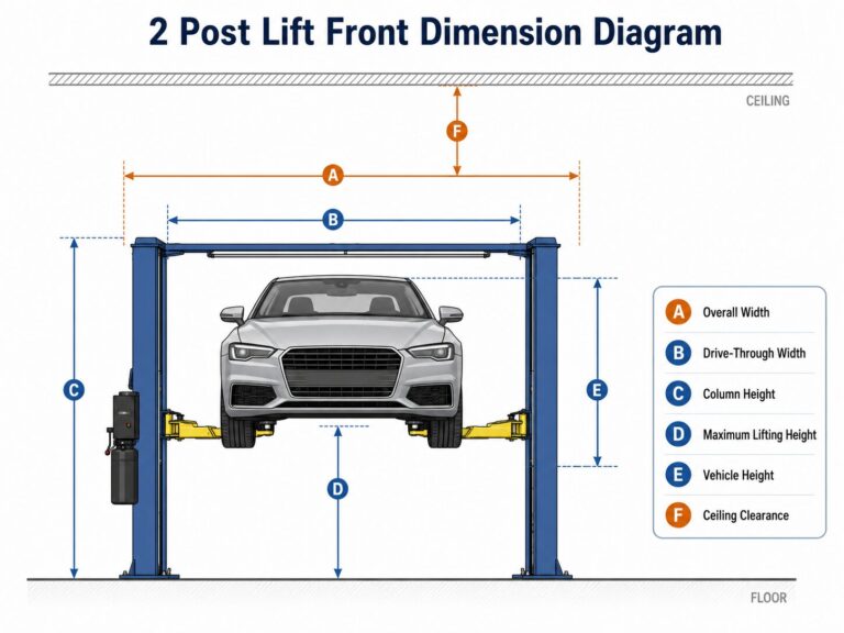 2 Post Lift Front Dimension Diagram
